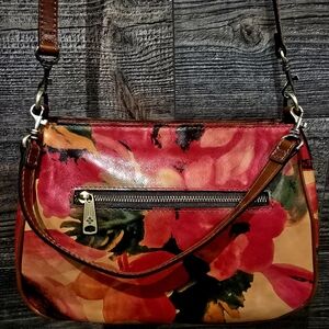 Patricia Nash Red and Orange Floral Crossbody Bag